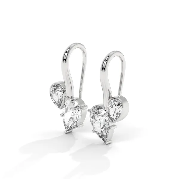 White_18Kt_Plating_Toi_Et_Moi_Pear_Solitaire_Hoop_Earrings_For_Women