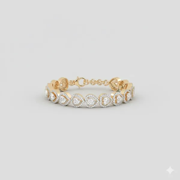 Gold_18Kt_Plating_Heart_Cubic_Zirconia_Diamond_Bracelet_For_Women