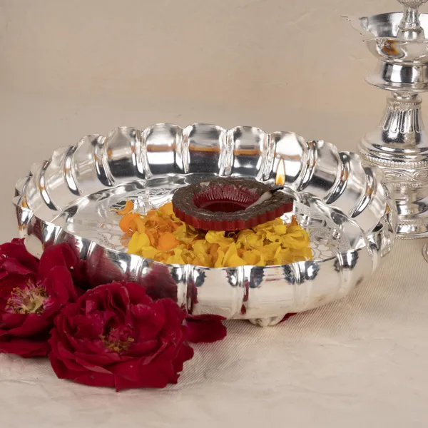 Silver_German_Silver_Premium_&_Elegant_Flower_Plate