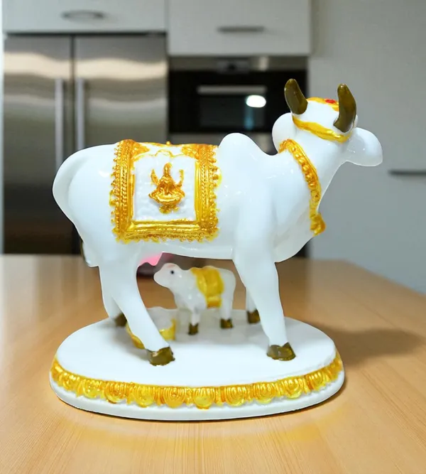 White_Marble_Premium_&_Elegant_Kamadhenu_Idol