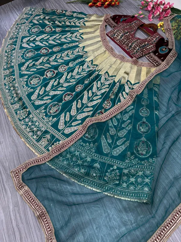Embellished_Blue_Soft_Net_Stitched_Lehenga_with_Unstitched_Choli_and_Dupatta