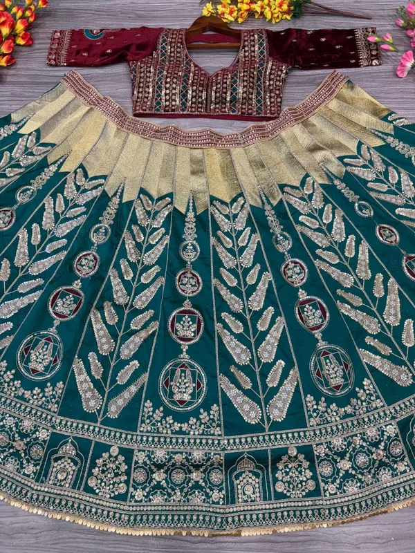 Embellished_Blue_Soft_Net_Stitched_Lehenga_with_Unstitched_Choli_and_Dupatta
