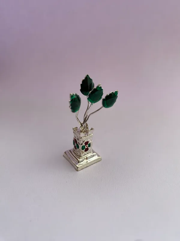 Small_Tiny_Tulsi_Patra_Basil_Plant_with_670_Silver_For_Pooja_Place