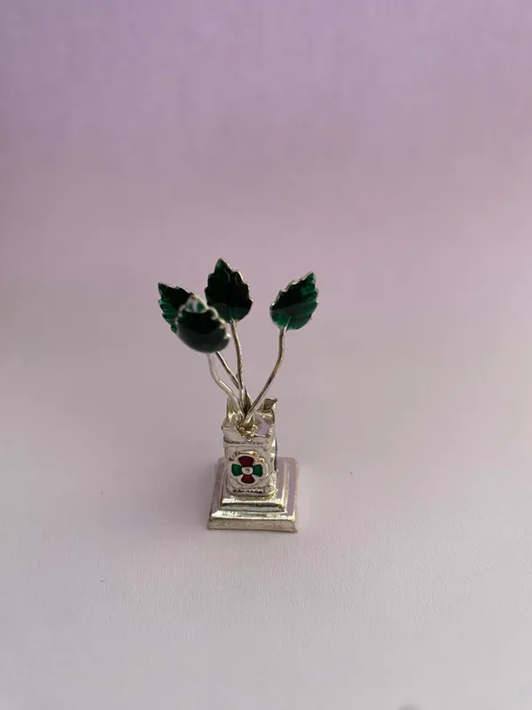 Small_Tiny_Tulsi_Patra_Basil_Plant_with_670_Silver_For_Pooja_Place