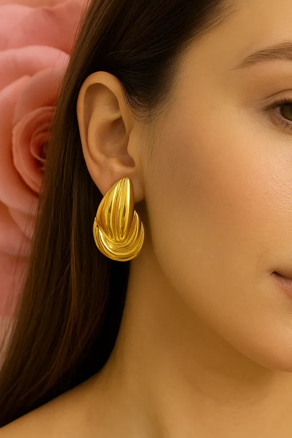 Anti-Tarnish_Fluid_Flame_Statement_Earrings_Gold