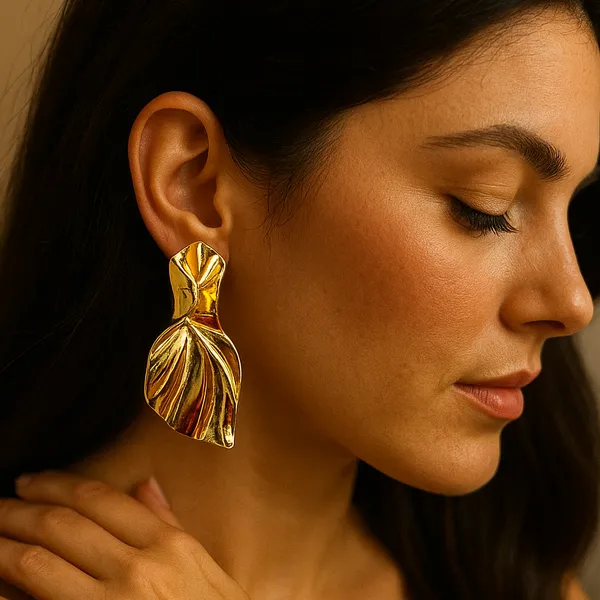 Golden_Draped_Fold_Statement_Earrings