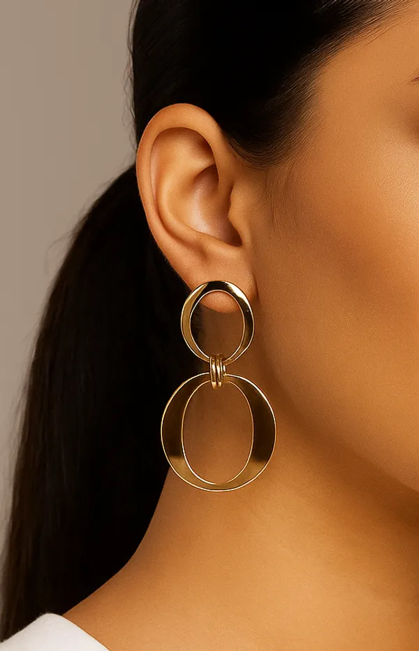 Anti-Tarnish_Double_Circle_Drop_Earrings_Gold