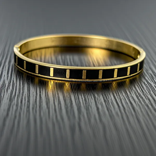 Anti-Tarnish_18K_Gold_Plated_Black_Enamel_Luxe_Bracelet