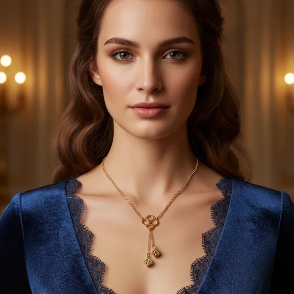 Golden_Dice_Charm_Clover_Necklace