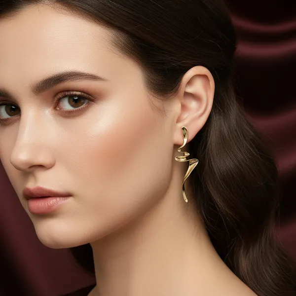 Golden_Anti-Tarnish_Abstract_Wave_Drop_Earrings