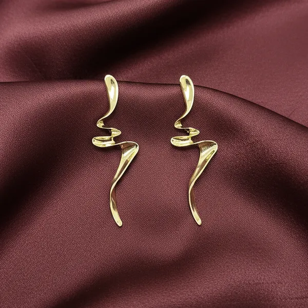 Golden_Anti-Tarnish_Abstract_Wave_Drop_Earrings