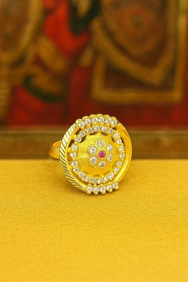 Anti-Tarnish_Regal_Blossom_Crystal_Round_Ring_Gold_Finish