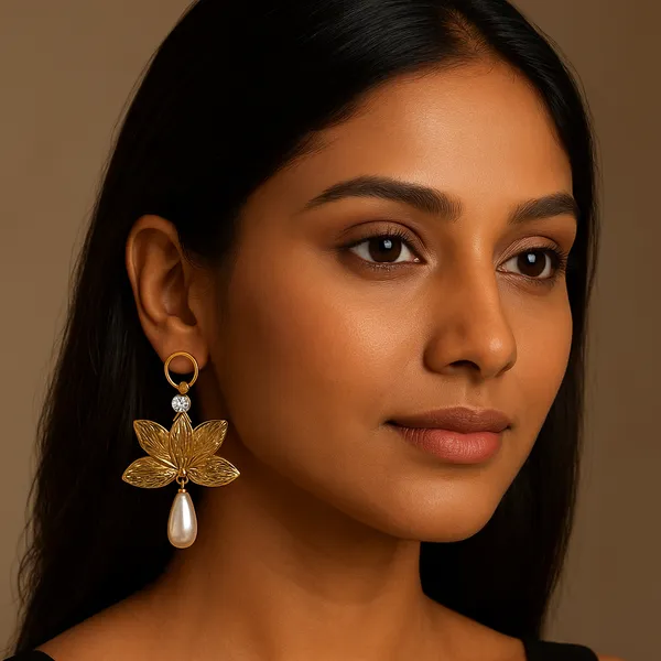 Golden_Lotus_Pearl_Drop_Earrings