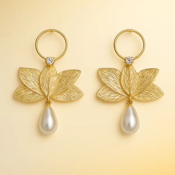 Golden_Lotus_Pearl_Drop_Earrings