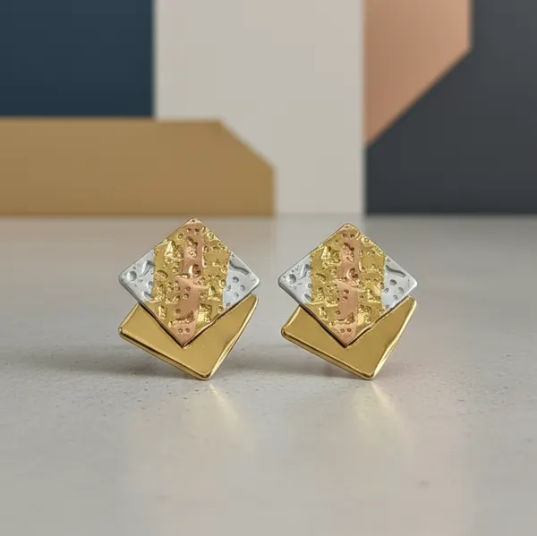 Tri-Tone_Geometric_Textured_Square_Stud_Earrings