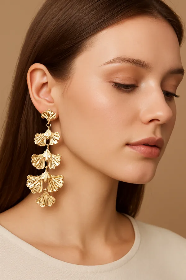 Anti-Tarnish_Ginkgo_Cascade_Statement_Earrings