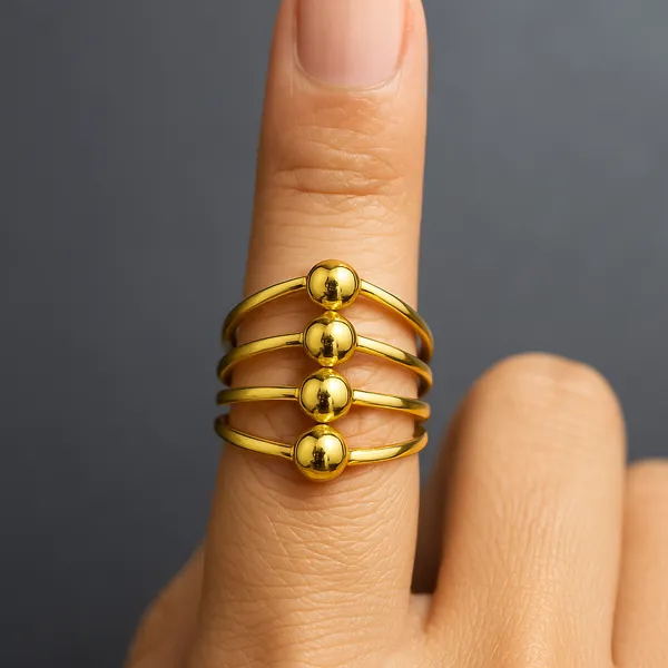 Anti-Tarnish_Quad_Bead_Gold-Tone_Statement_Ring