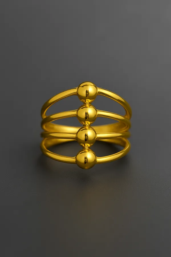 Anti-Tarnish_Quad_Bead_Gold-Tone_Statement_Ring