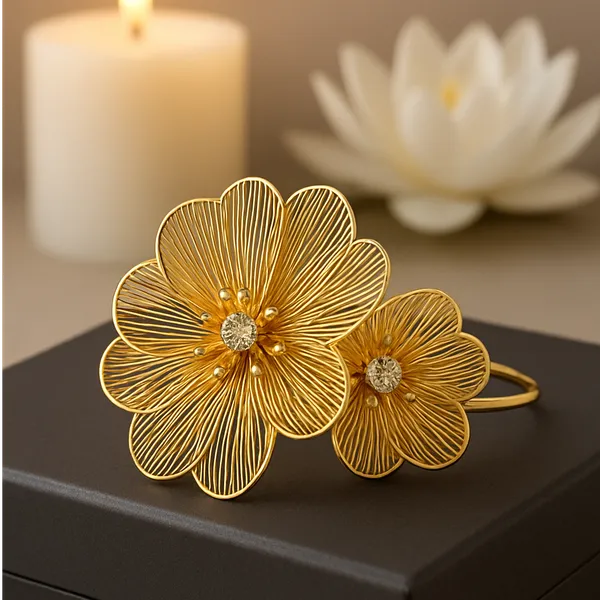 Anti-Tarnish_Blooming_Petal_Big_Triple_Flower_Bracelet_Gold_Finish