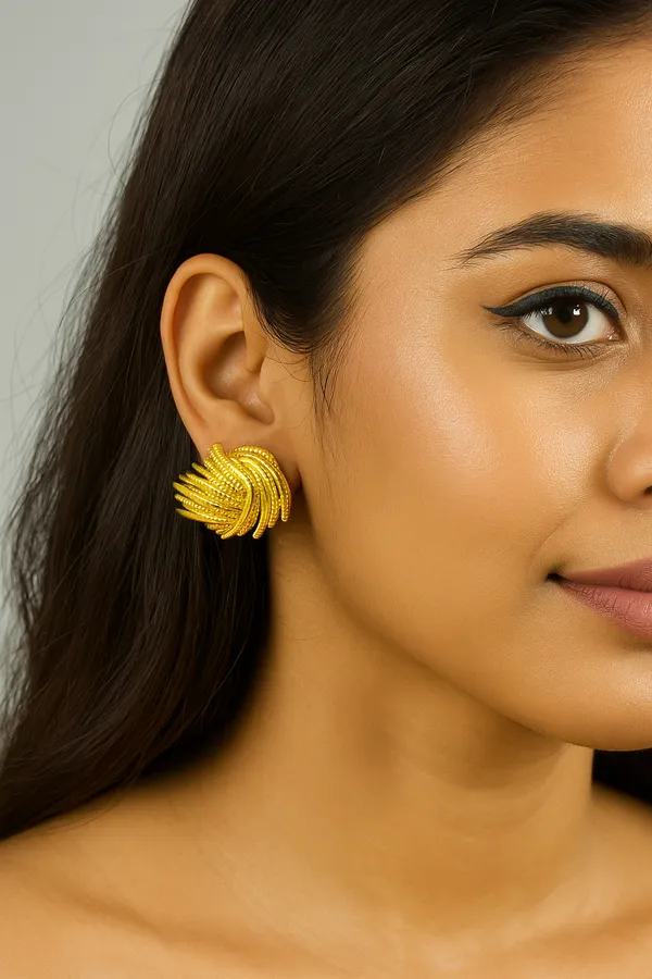 Anti-Tarnish_Textured_Spiral_Stud_Earrings_Gold