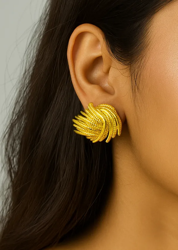 Anti-Tarnish_Textured_Spiral_Stud_Earrings_Gold