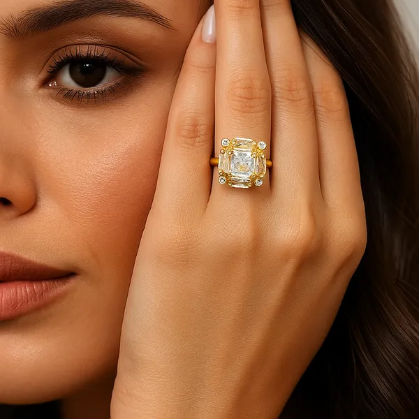Anti-Tarnish_Gold_Finish_Square-Cut_Adjustable_Statement_Ring