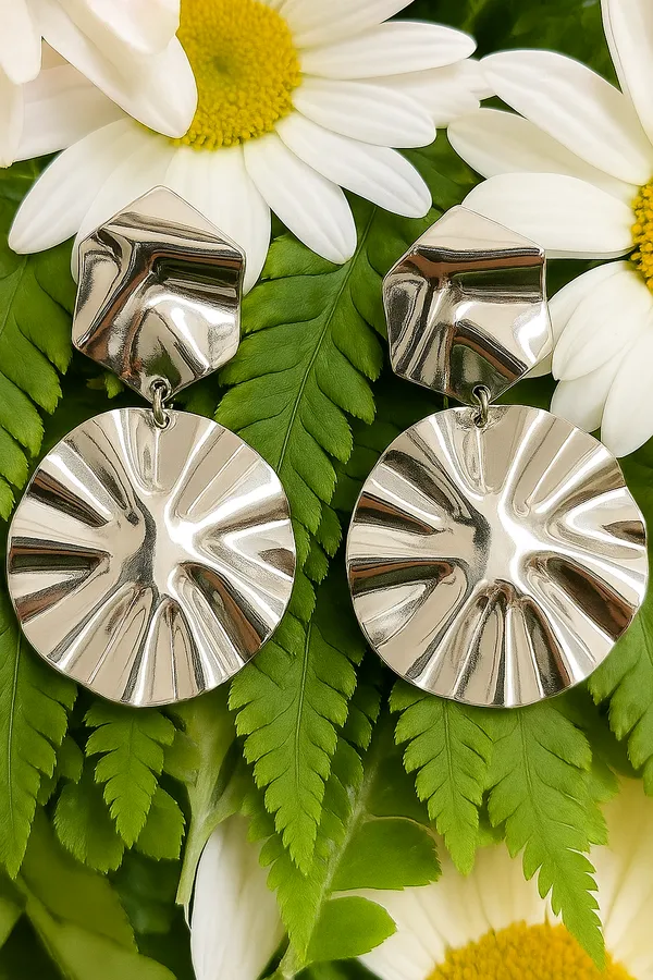 Anti-Tarnish_Rippled_Disc_Statement_Earrings_Silver