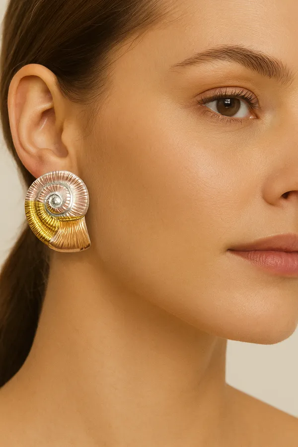 Anti-Tarnish_Spiral_Seashell_Stud_Earrings_Tri-Tone_Gold