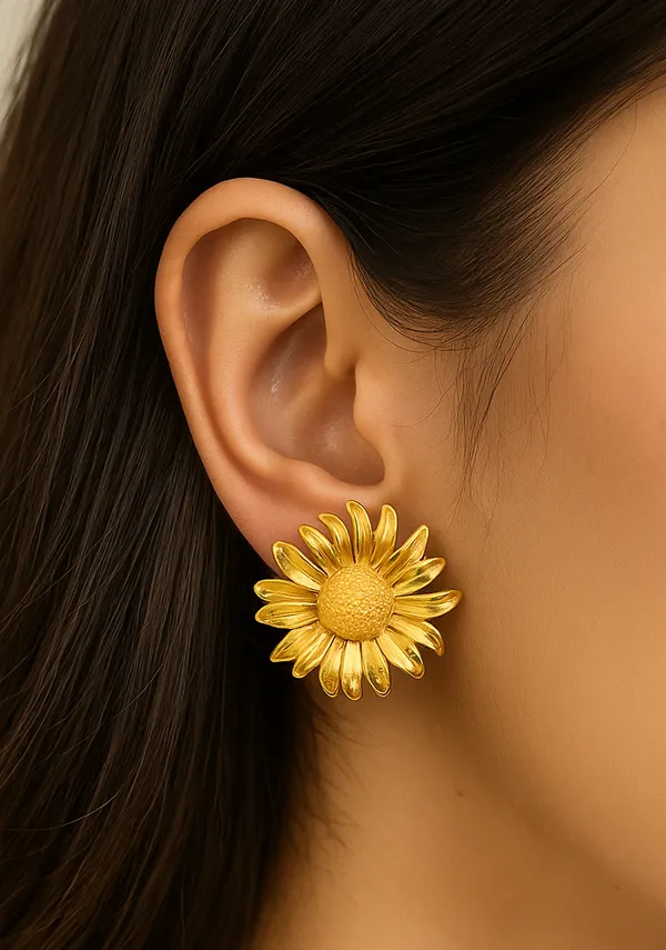 Anti-Tarnish_Golden_Sunflower_Stud_Earrings