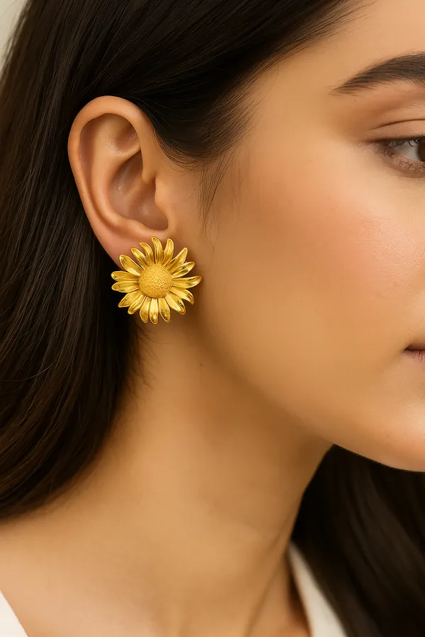 Anti-Tarnish_Golden_Sunflower_Stud_Earrings