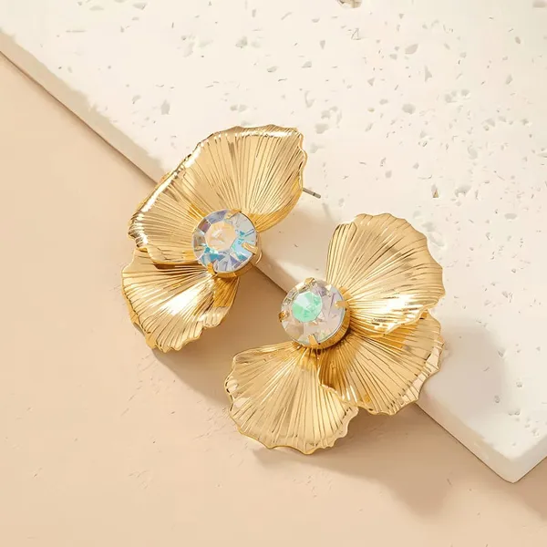 Anti-Tarnish_Golden_Bloom_Crystal_Petal_Earrings