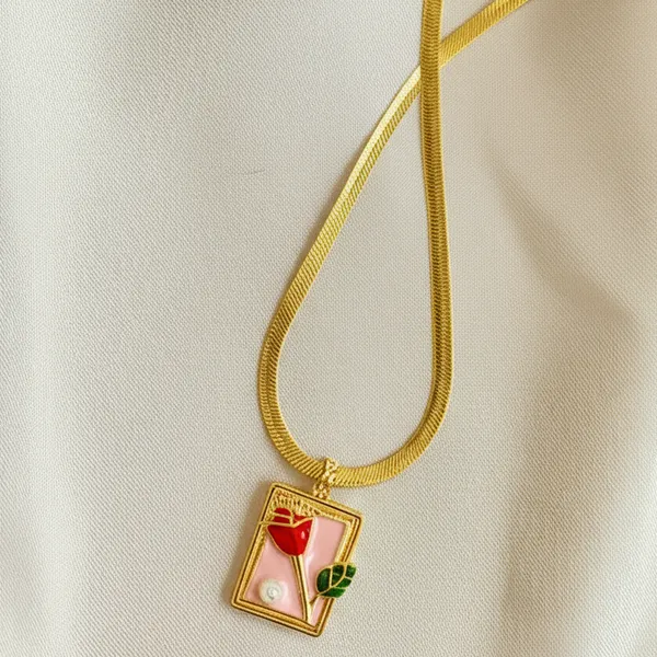 Anti-Tarnish_Rose_Heart_Pearl_Pink_18K_Gold_Plated_Pendant_Necklace