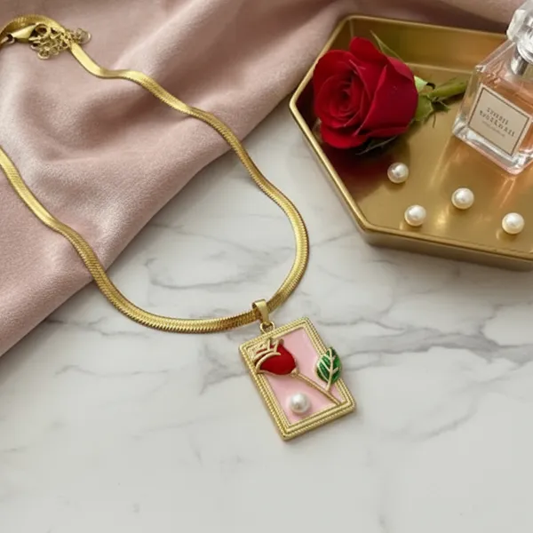 Anti-Tarnish_Rose_Heart_Pearl_Pink_18K_Gold_Plated_Pendant_Necklace