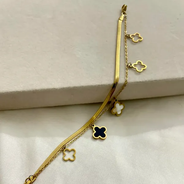 Golden_Clover_Charm_Dual_Chain_Bracelet