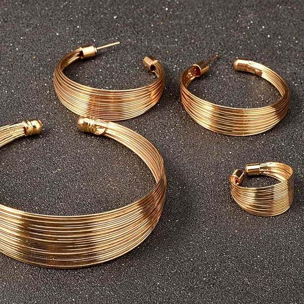 Anti-Tarnish_Gold-Tone_Multi-Layer_Wire_Jewelry_Set