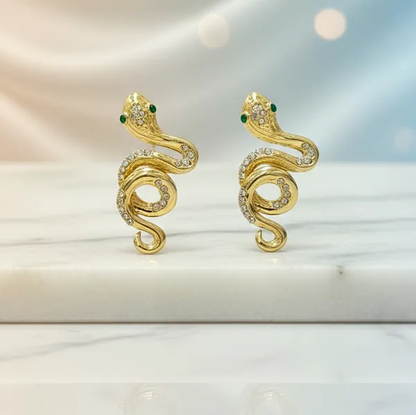 Golden_Anti-Tarnish_Snake_Statement_Earrings