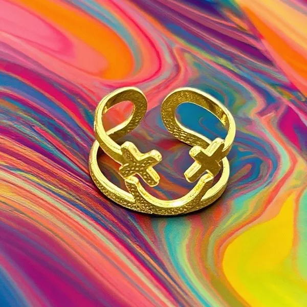 Golden_Twin_Cross_Adjustable_Anti-Tarnish_Ring