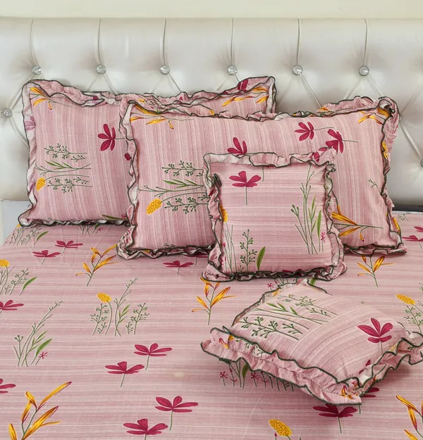 Pink_Cotton_Luxurious_5_Piece_Bedsheet_Set_(1_King_Size_Flat_Bedsheet,_2_Decorative_Frill_Pillow_Covers_&_2_Decorative_Frill_Square_Shaped_Cushion_Covers_With_Fillers)