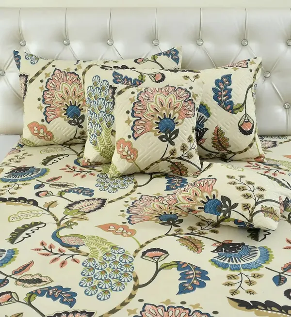 Gold_Cotton_Luxurious_5_Piece_Bedsheet_Set_(1_King_Size_Flat_Bedsheet,_2_Quilted_Pillow_Covers_&_2_Quilted_Square_Shaped_Cushion_Covers_With_Fillers)