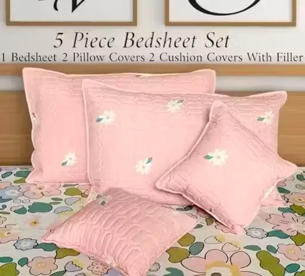 Pink_Cotton_Luxurious_5_Piece_Bedsheet_Set_(1_King_Size_Flat_Bedsheet,_2_Quilted_Pillow_Covers_&_2_Quilted_Square_Shaped_Cushion_Covers_With_Fillers)