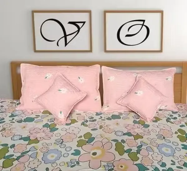 Pink_Cotton_Luxurious_5_Piece_Bedsheet_Set_(1_King_Size_Flat_Bedsheet,_2_Quilted_Pillow_Covers_&_2_Quilted_Square_Shaped_Cushion_Covers_With_Fillers)