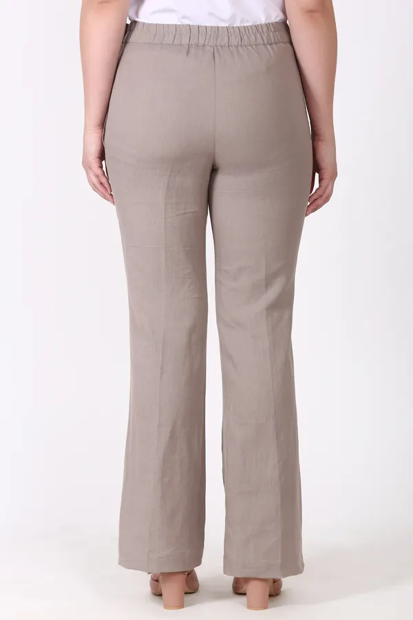Beige_Slim_Fit_Elastic_Trouser_For_Women