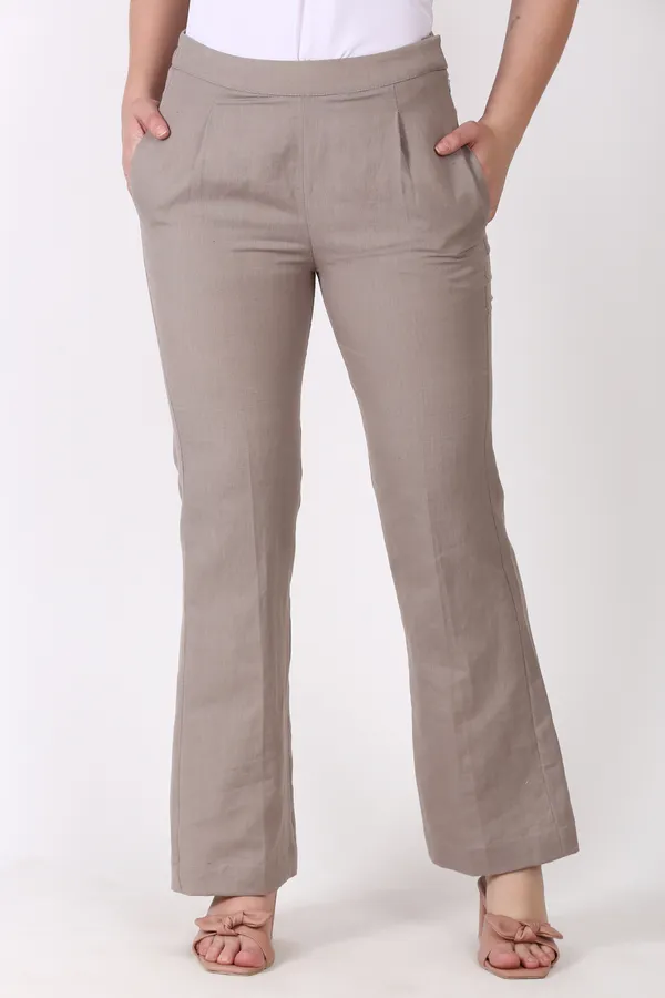 Beige_Slim_Fit_Elastic_Trouser_For_Women