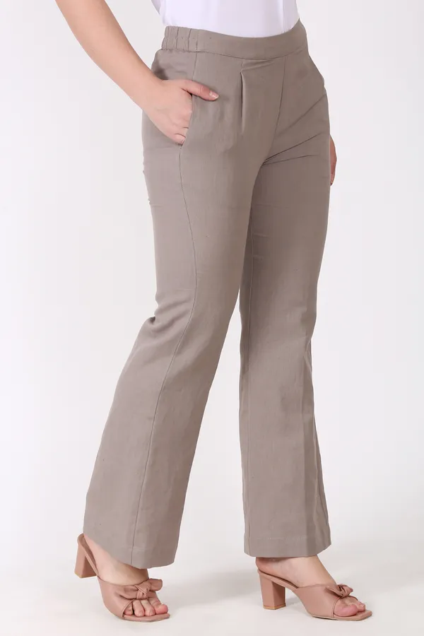 Beige_Slim_Fit_Elastic_Trouser_For_Women