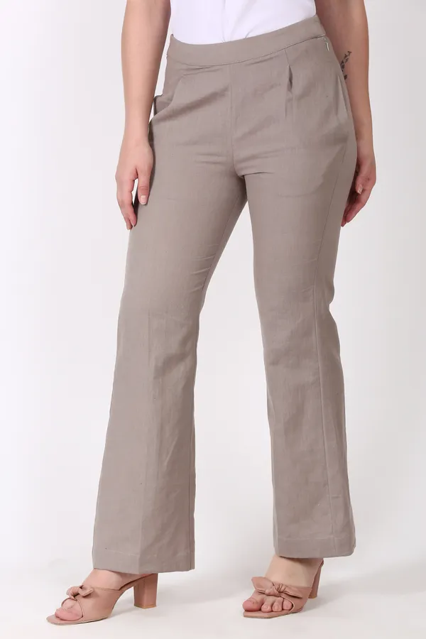 Beige_Slim_Fit_Elastic_Trouser_For_Women