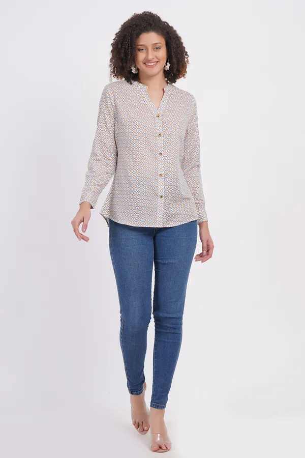Cream_Printed_Women_Shirt