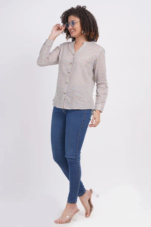 Cream_Printed_Women_Shirt