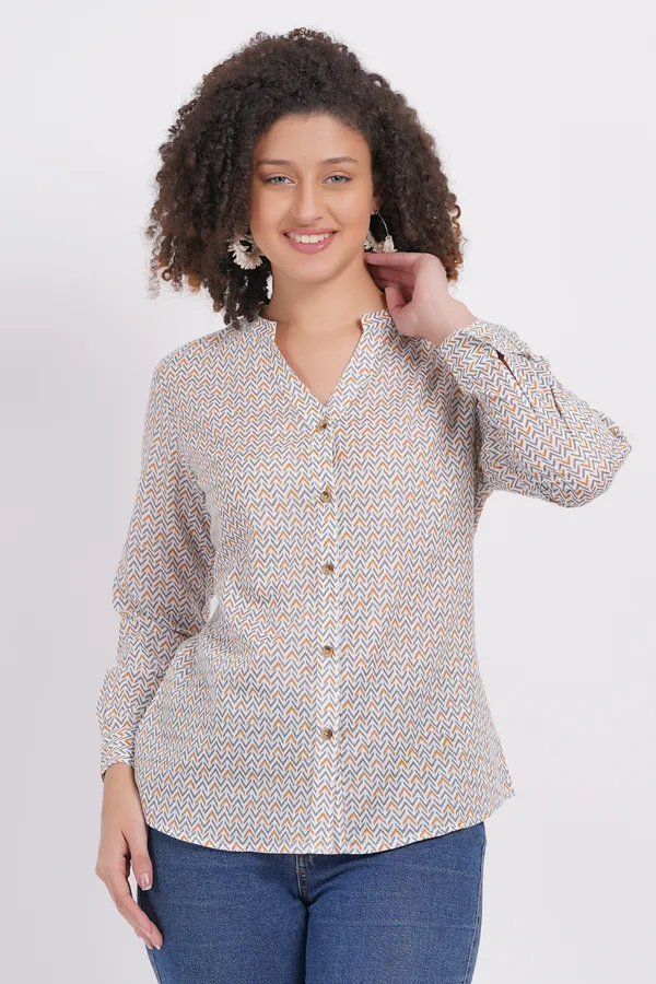Cream_Printed_Women_Shirt