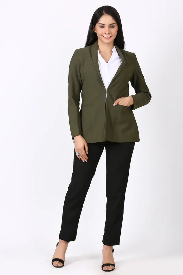 Dark_Green_Formal_Pant_suit_open_front_Blazer_with_Black_Pant_Solid_Women_Suit