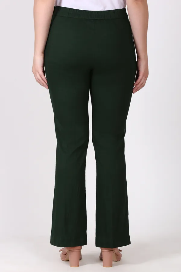 Dark_Green_Slim_Fit_Elastic_Trouser_For_Women